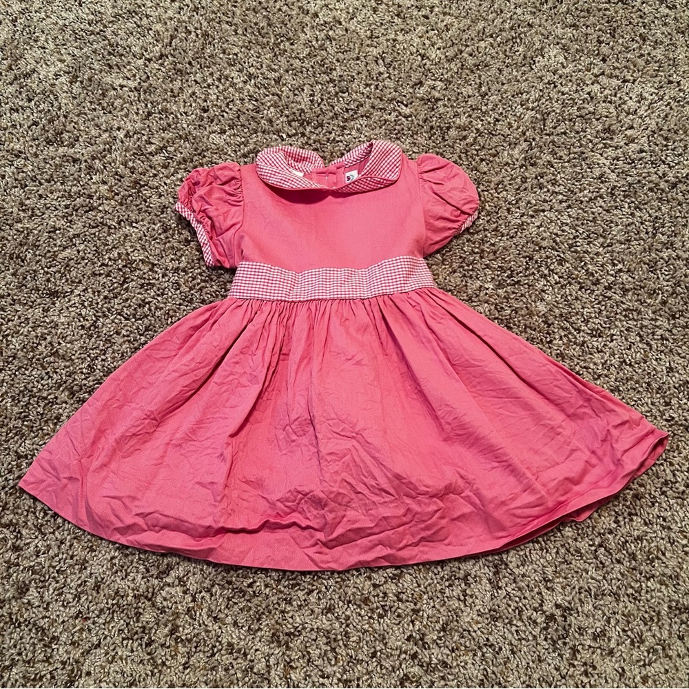 Pink Sundress with Puff Cap Sleeves and Peter Pan Collar